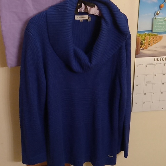 Calvin Klein Royal Blue Tunic Sweater Acrylic Cawl Neck - Picture 4 of 12